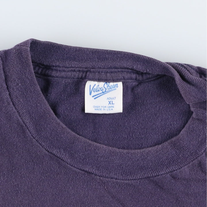 90'S Velva Sheen College T-Shirt, Made in USA, Men's XL equivalent, Vintage cotton navy blue type Vintage Second Hand