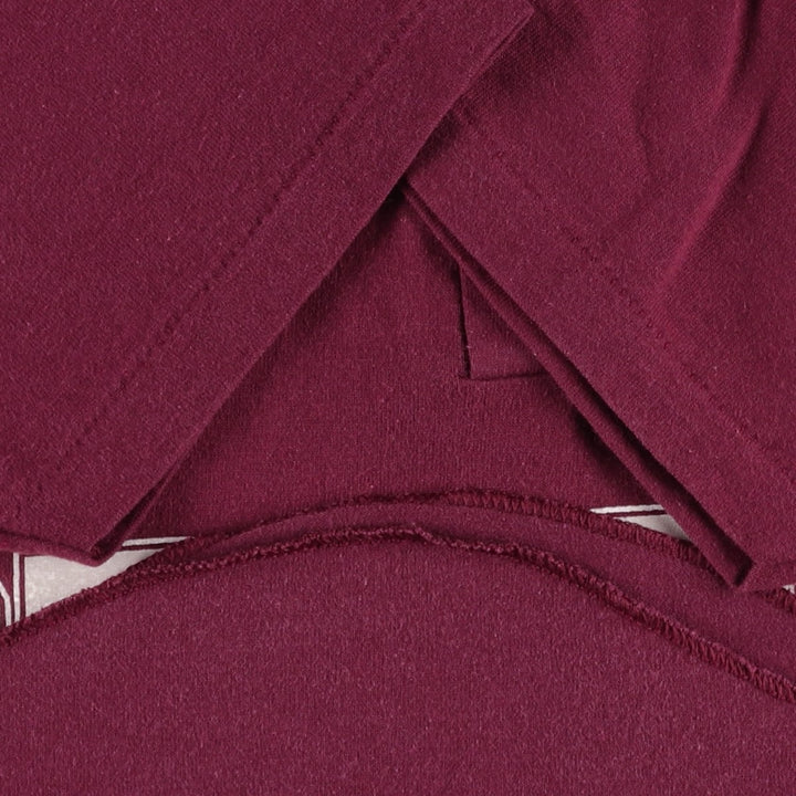 90'S Sophie Henley Neck College T-Shirt, Made in USA, Men's Size M (Equivalent), Vintage polyester wine-red Vintage Second Hand
