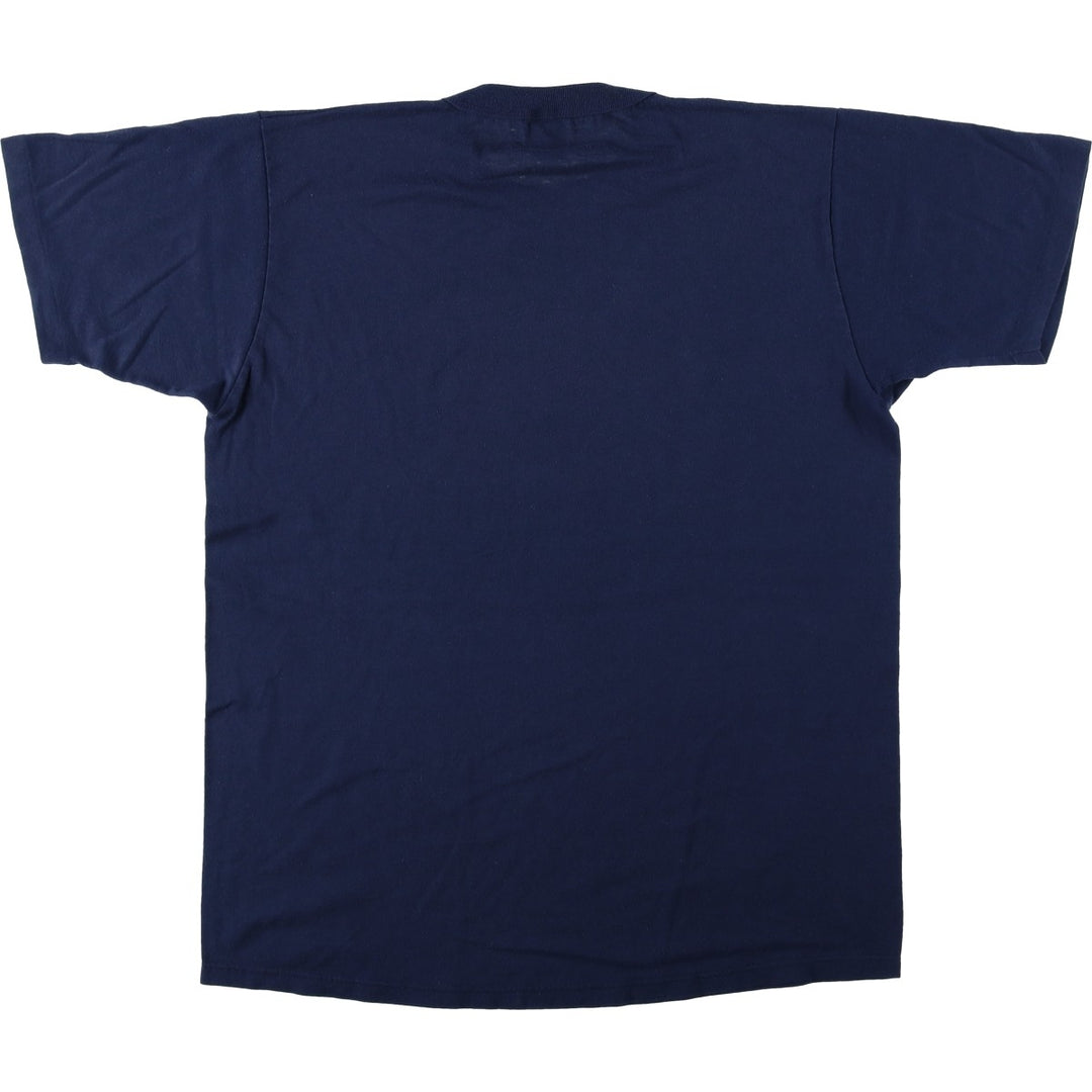 90'S Russell College T-shirt, Made in USA, Men's L size, Vintage polyester navy blue type Vintage Second Hand