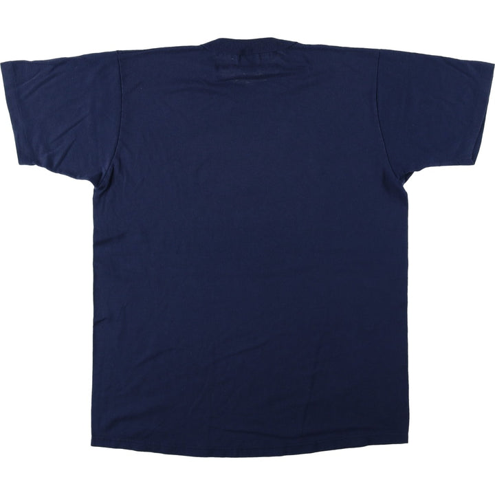 90'S Russell College T-shirt, Made in USA, Men's L size, Vintage polyester navy blue type Vintage Second Hand