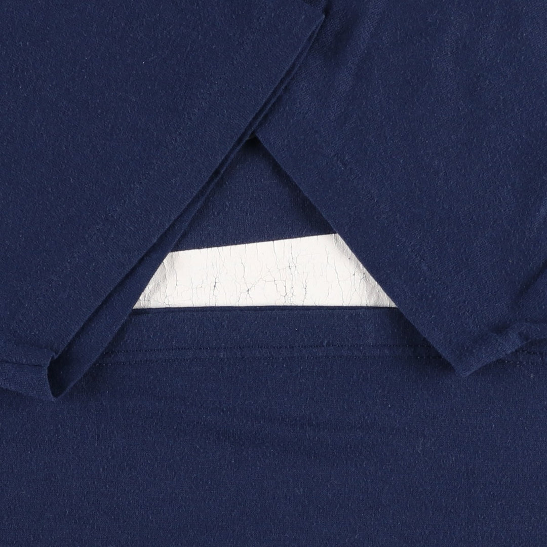 90'S Russell College T-shirt, Made in USA, Men's L size, Vintage polyester navy blue type Vintage Second Hand
