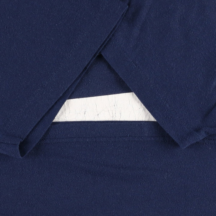 90'S Russell College T-shirt, Made in USA, Men's L size, Vintage polyester navy blue type Vintage Second Hand