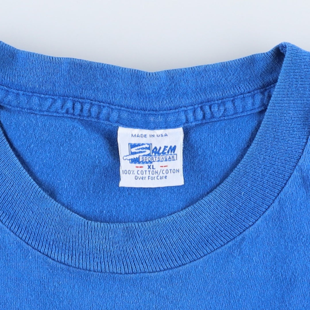90'S SALEM College T-shirt, Made in USA, Men's XL equivalent, Vintage cotton blue type Vintage Second Hand