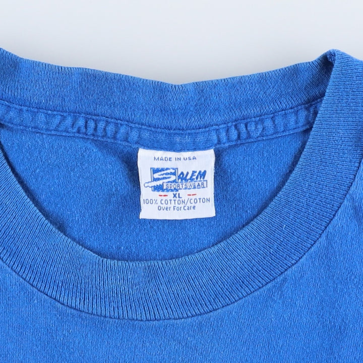 90'S SALEM College T-shirt, Made in USA, Men's XL equivalent, Vintage cotton blue type Vintage Second Hand