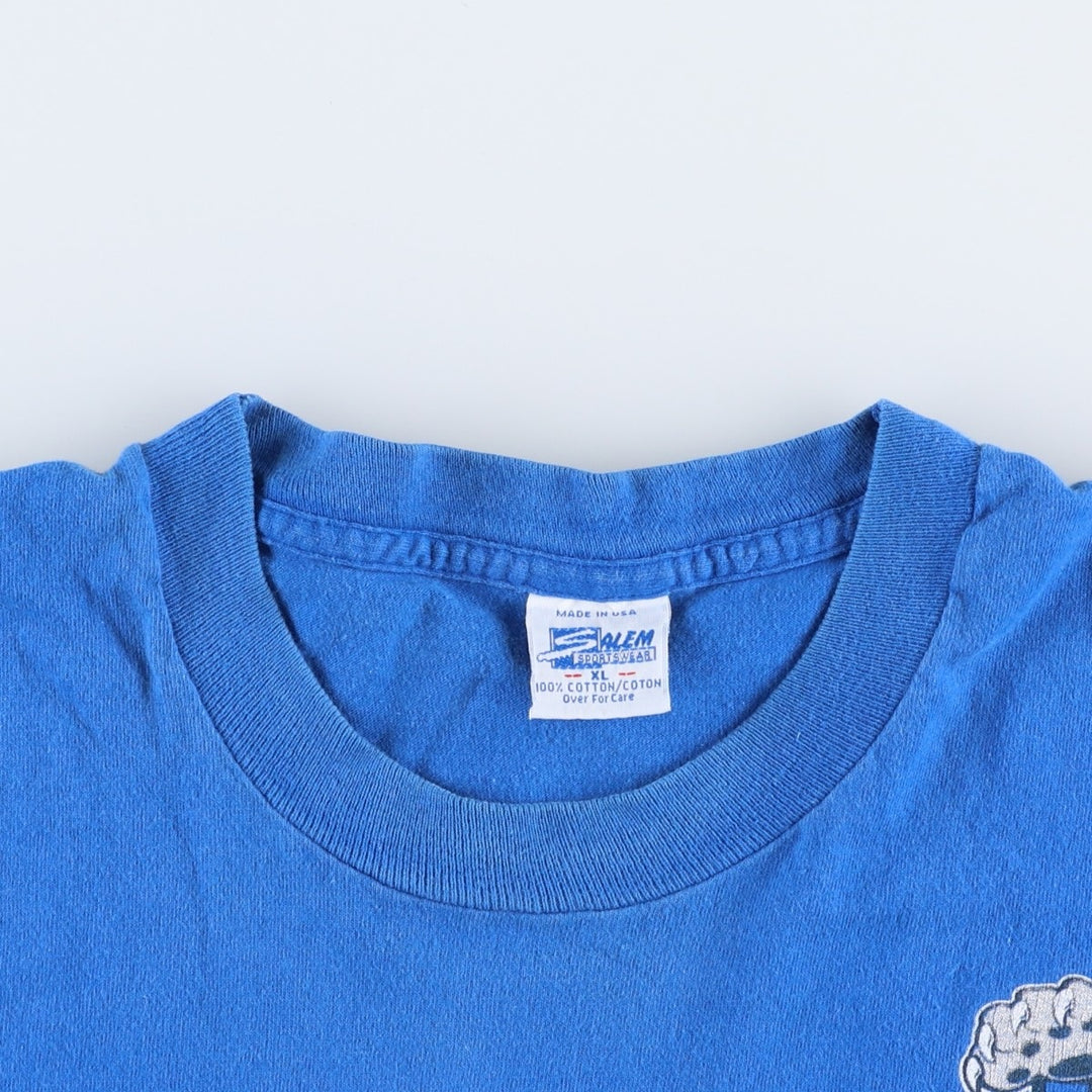90'S SALEM College T-shirt, Made in USA, Men's XL equivalent, Vintage cotton blue type Vintage Second Hand