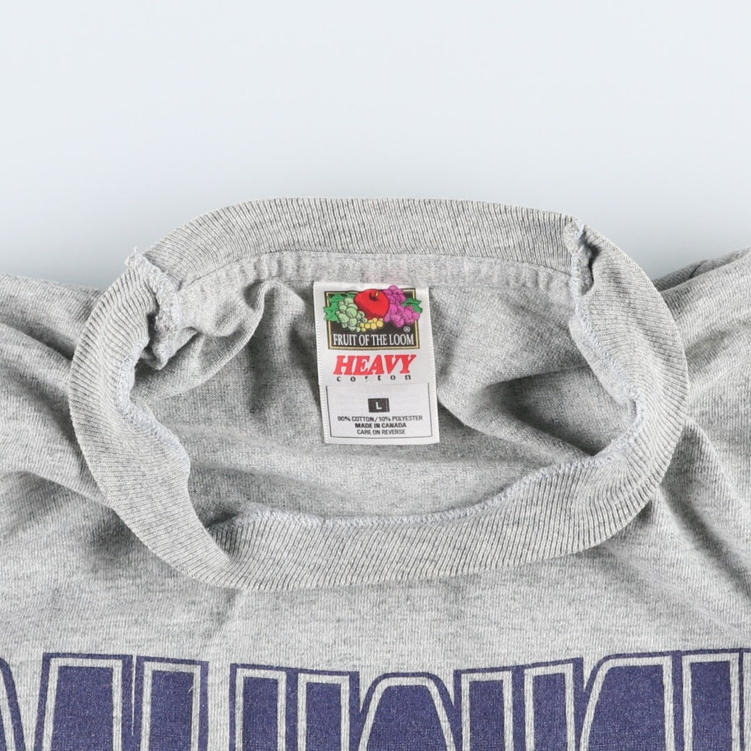 2000'S Fruit of the Loom College T-shirt, Made in Canada, Men's Size L (approx.) cotton gray type Vintage Second Hand