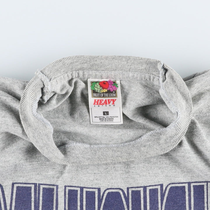 2000'S Fruit of the Loom College T-shirt, Made in Canada, Men's Size L (approx.) cotton gray type Vintage Second Hand