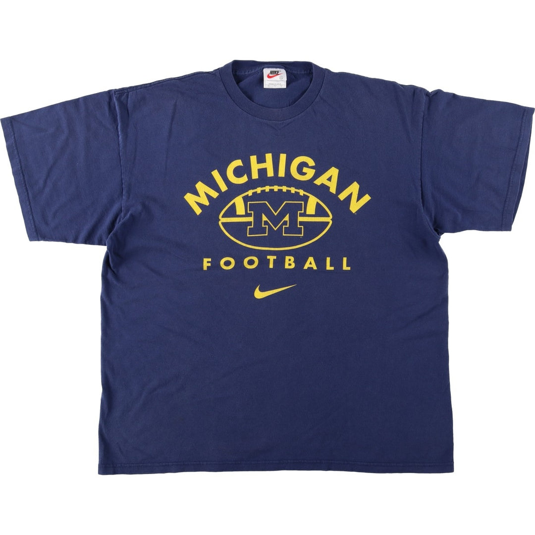 90'S Nike MICHIGAN University of Michigan College T-shirt, Made in USA, Men's XL equivalent, Vintage cotton navy blue type Vintage Second Hand