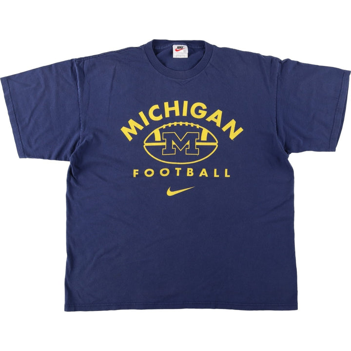 90'S Nike MICHIGAN University of Michigan College T-shirt, Made in USA, Men's XL equivalent, Vintage cotton navy blue type Vintage Second Hand