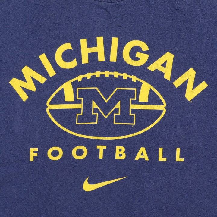 90'S Nike MICHIGAN University of Michigan College T-shirt, Made in USA, Men's XL equivalent, Vintage cotton navy blue type Vintage Second Hand