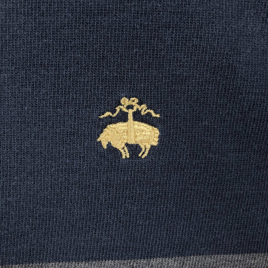 Brooks Brothers 1818 Border Pattern Long-Sleeve Rugby Shirt, Men's Size L (approx.) cotton Charcoal Vintage Second Hand
