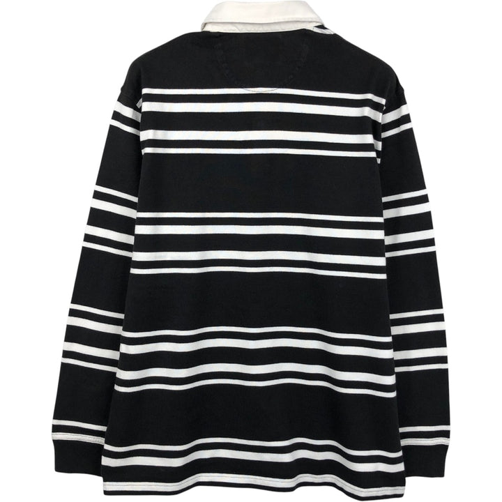 Brooks Brothers 346 Striped Pattern Long Sleeve Rugby Shirt, Men's Size L cotton black type Vintage Second Hand
