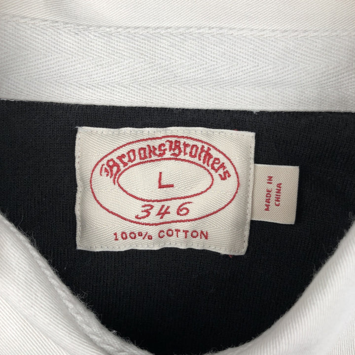 Brooks Brothers 346 Striped Pattern Long Sleeve Rugby Shirt, Men's Size L cotton black type Vintage Second Hand
