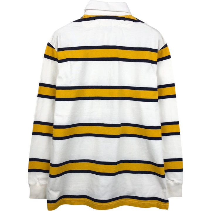 Ralph Lauren POLO by Ralph Lauren Striped Pattern Multi-Stripe Long-Sleeve Rugby Shirt, Men's Size M (approx.) cotton white type Vintage Second Hand