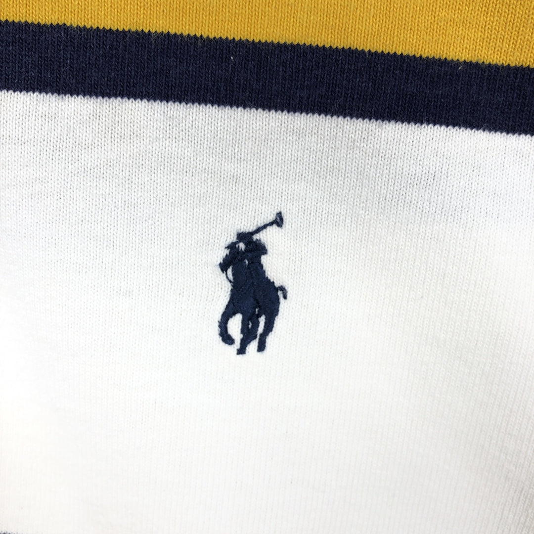 Ralph Lauren POLO by Ralph Lauren Striped Pattern Multi-Stripe Long-Sleeve Rugby Shirt, Men's Size M (approx.) cotton white type Vintage Second Hand