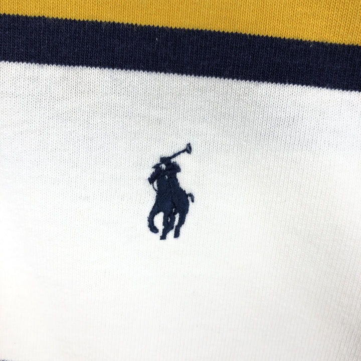Ralph Lauren POLO by Ralph Lauren Striped Pattern Multi-Stripe Long-Sleeve Rugby Shirt, Men's Size M (approx.) cotton white type Vintage Second Hand