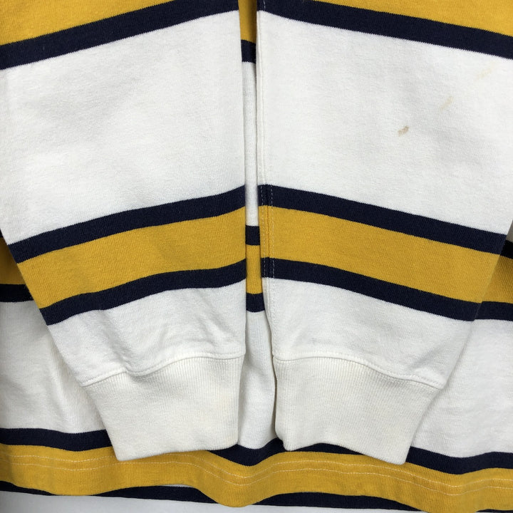 Ralph Lauren POLO by Ralph Lauren Striped Pattern Multi-Stripe Long-Sleeve Rugby Shirt, Men's Size M (approx.) cotton white type Vintage Second Hand
