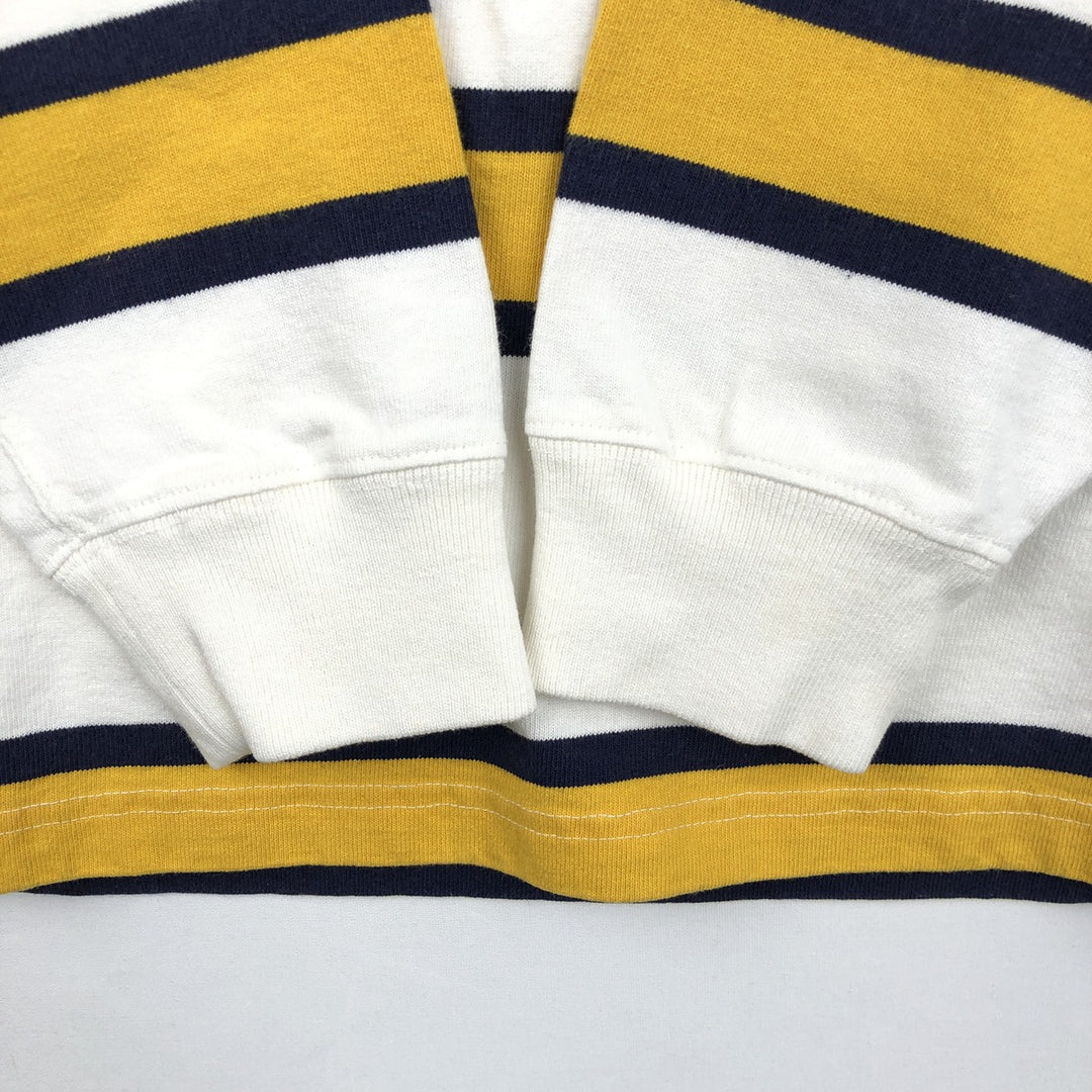 Ralph Lauren POLO by Ralph Lauren Striped Pattern Multi-Stripe Long-Sleeve Rugby Shirt, Men's Size M (approx.) cotton white type Vintage Second Hand