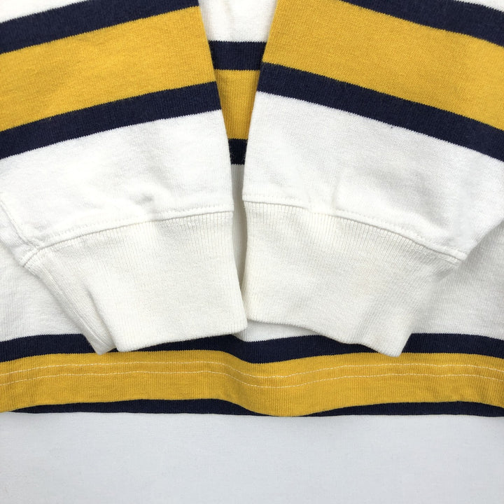Ralph Lauren POLO by Ralph Lauren Striped Pattern Multi-Stripe Long-Sleeve Rugby Shirt, Men's Size M (approx.) cotton white type Vintage Second Hand