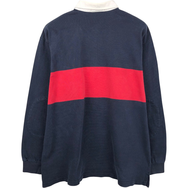 Ralph Lauren POLO by Ralph Lauren long sleeve rugby shirt, men's XL size cotton navy blue type Vintage Second Hand