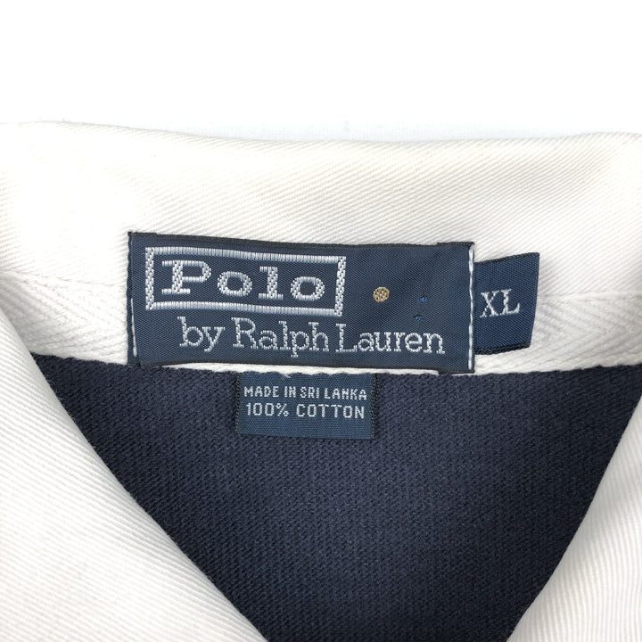 Ralph Lauren POLO by Ralph Lauren long sleeve rugby shirt, men's XL size cotton navy blue type Vintage Second Hand