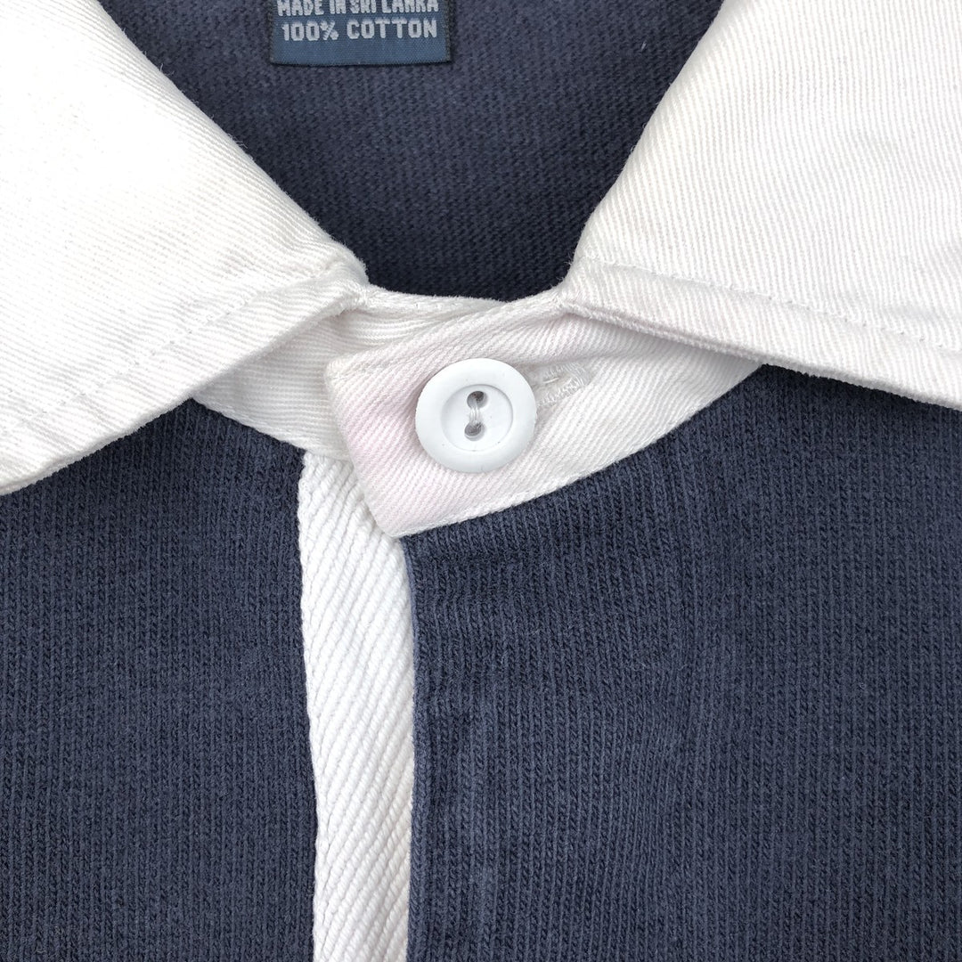 Ralph Lauren POLO by Ralph Lauren long sleeve rugby shirt, men's XL size cotton navy blue type Vintage Second Hand