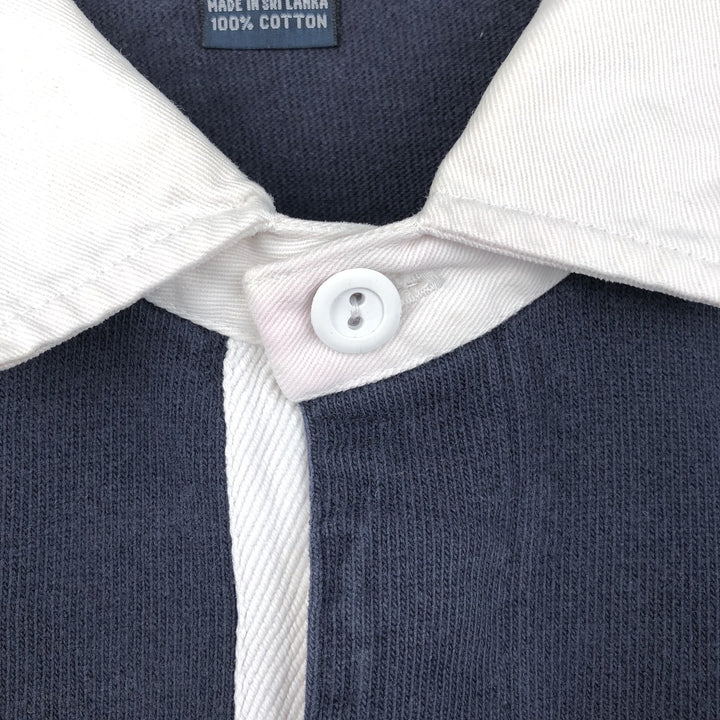 Ralph Lauren POLO by Ralph Lauren long sleeve rugby shirt, men's XL size cotton navy blue type Vintage Second Hand