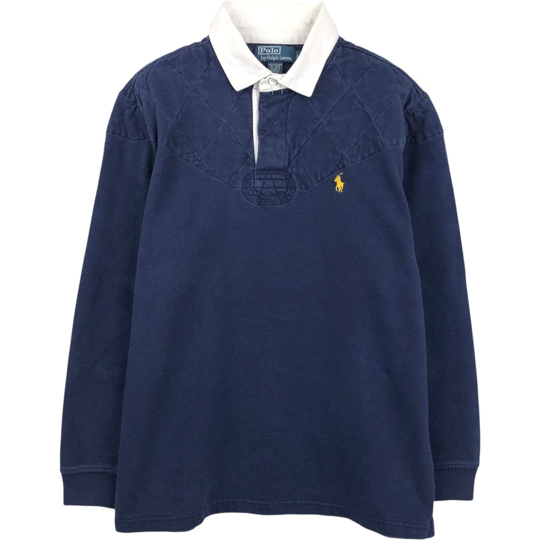 Ralph Lauren POLO by Ralph Lauren long sleeve rugby shirt, men's size L cotton navy blue type Vintage Second Hand