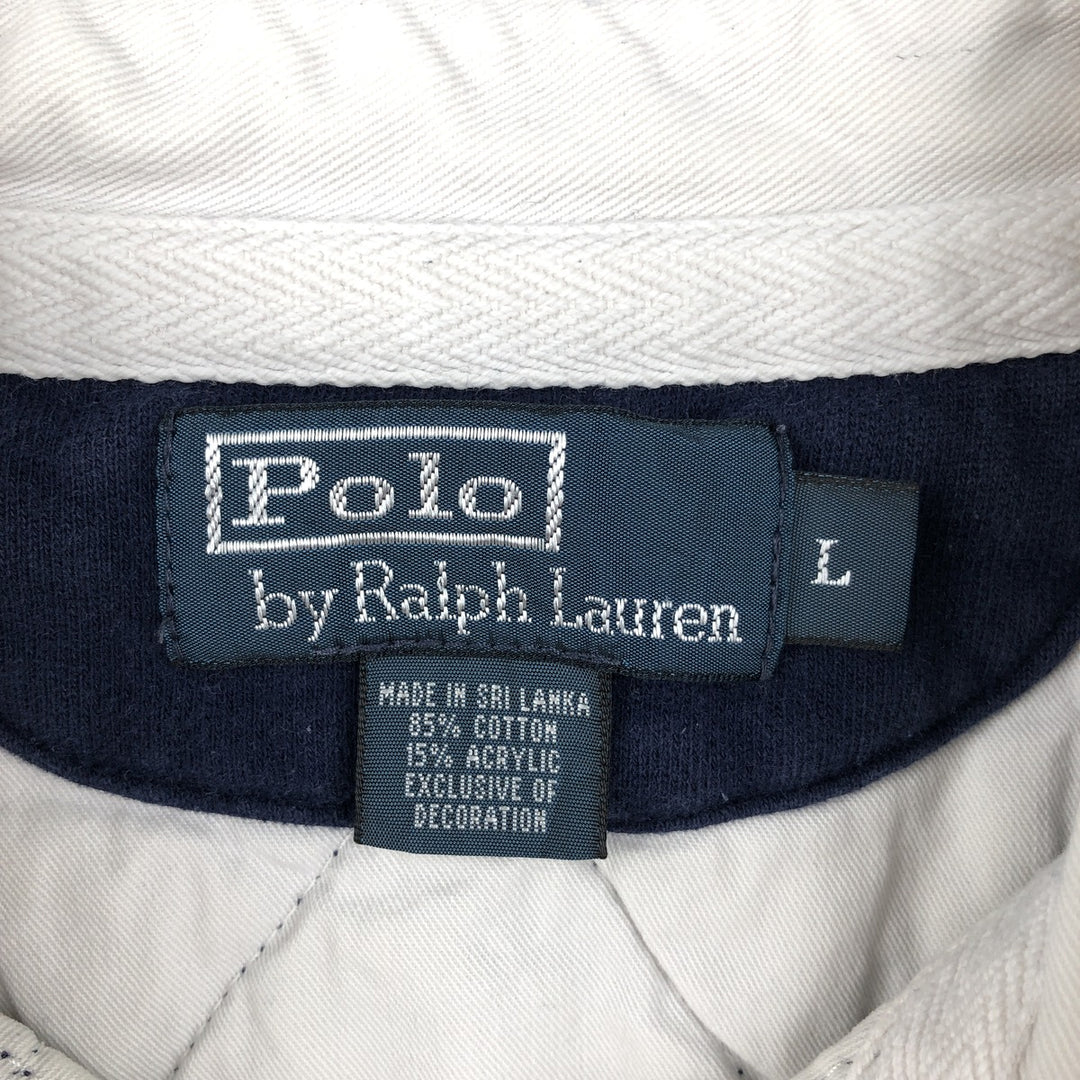 Ralph Lauren POLO by Ralph Lauren long sleeve rugby shirt, men's size L cotton navy blue type Vintage Second Hand
