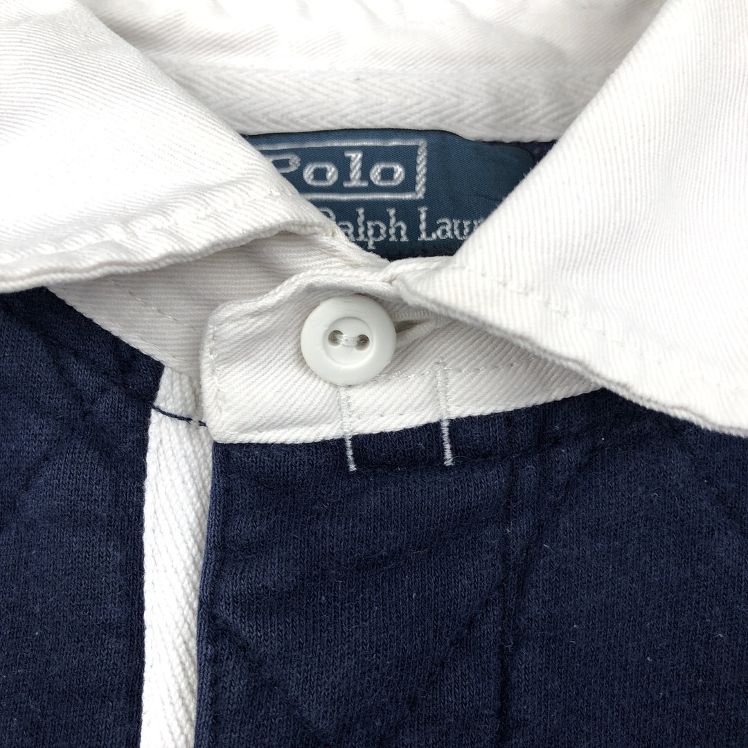 Ralph Lauren POLO by Ralph Lauren long sleeve rugby shirt, men's size L cotton navy blue type Vintage Second Hand