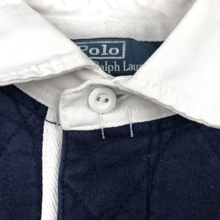 Ralph Lauren POLO by Ralph Lauren long sleeve rugby shirt, men's size L cotton navy blue type Vintage Second Hand