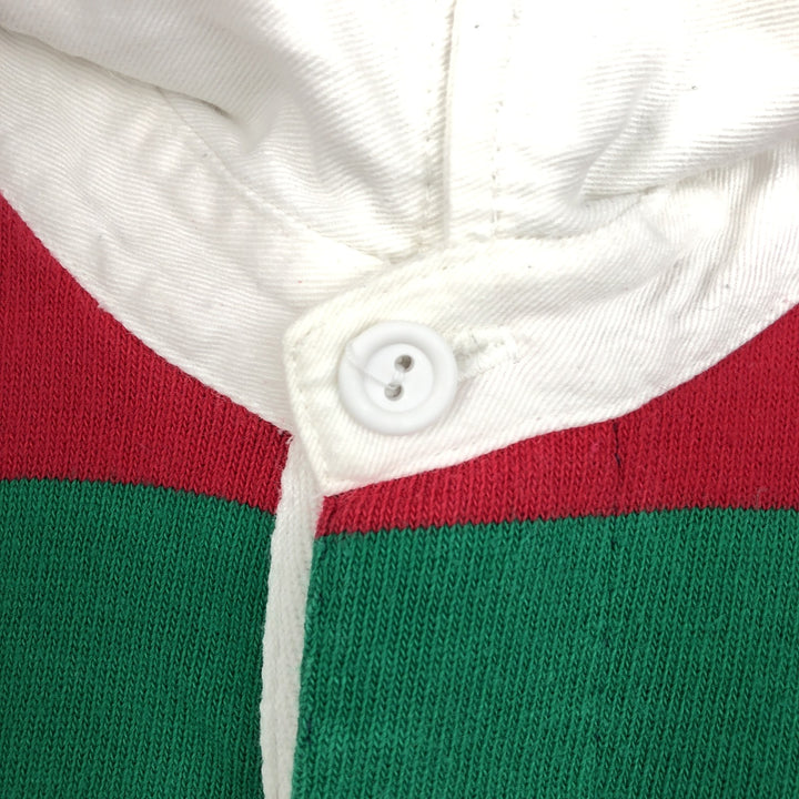 1990'S St. John's Bay Multi-Striped Long-Sleeve Rugby Shirt, Men's Size M (Equivalent), Vintage cotton green type Vintage Second Hand
