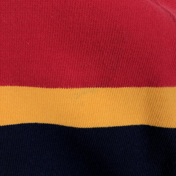 1990'S St. John's Bay Multi-Striped Long-Sleeve Rugby Shirt, Men's Size M (Equivalent), Vintage cotton green type Vintage Second Hand