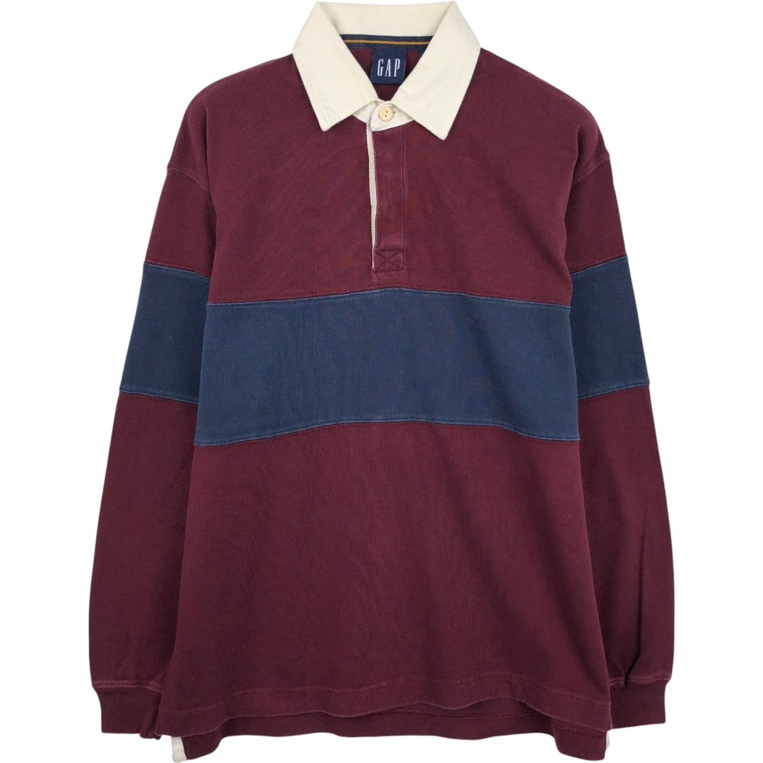 90s-00'S GAP Long-Sleeve Rugby Shirt, Men's Size S (Equivalent), Vintage cotton red type reddish brown Vintage Second Hand