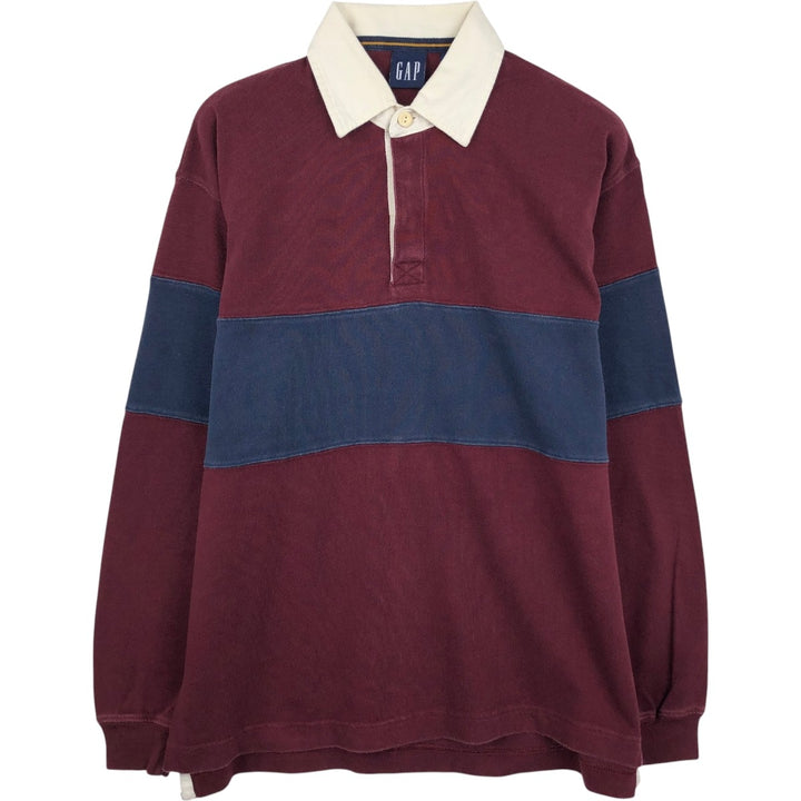 90s-00'S GAP Long-Sleeve Rugby Shirt, Men's Size S (Equivalent), Vintage cotton red type reddish brown Vintage Second Hand