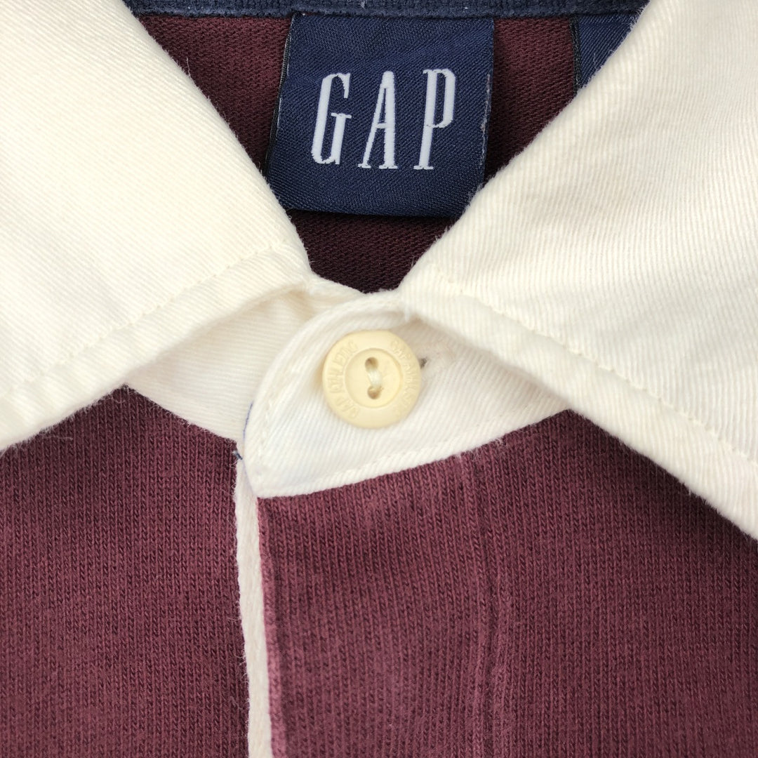 90s-00'S GAP Long-Sleeve Rugby Shirt, Men's Size S (Equivalent), Vintage cotton red type reddish brown Vintage Second Hand