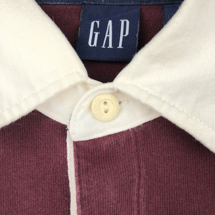 90s-00'S GAP Long-Sleeve Rugby Shirt, Men's Size S (Equivalent), Vintage cotton red type reddish brown Vintage Second Hand