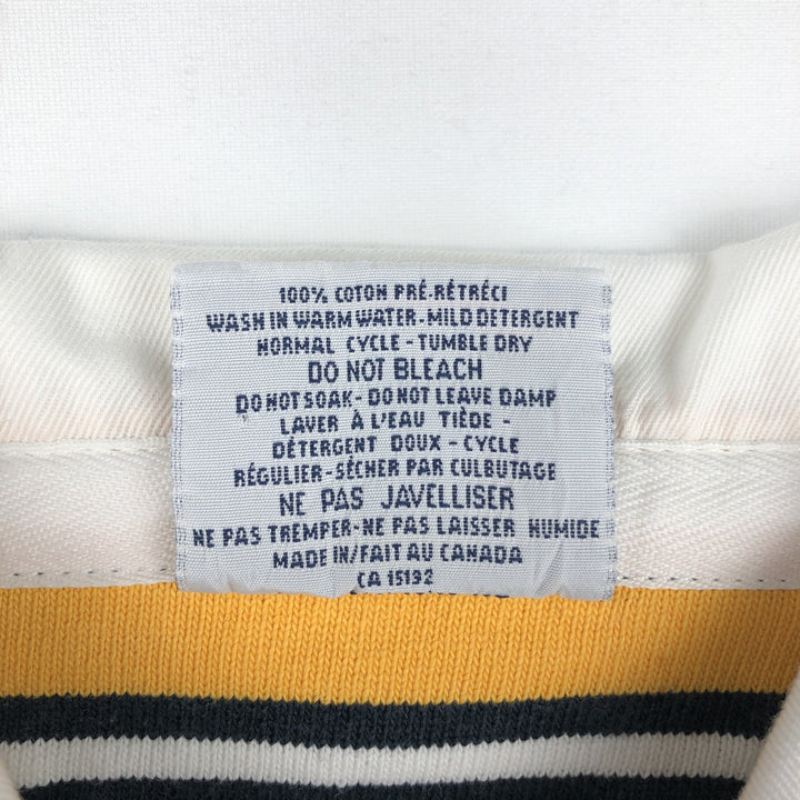 BARBARIAN Border Pattern Multi-stripe Long-Sleeve Rugby Shirt, Made in Canada, Men's XXL equivalent. cotton yellow type Vintage Second Hand