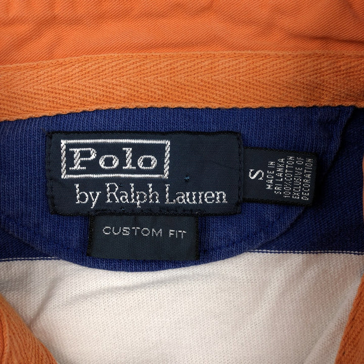 Ralph Lauren POLO by Ralph Lauren Custom Fit Striped Pattern Long Sleeve Rugby Shirt, Men's Size Small cotton blue type Vintage Second Hand