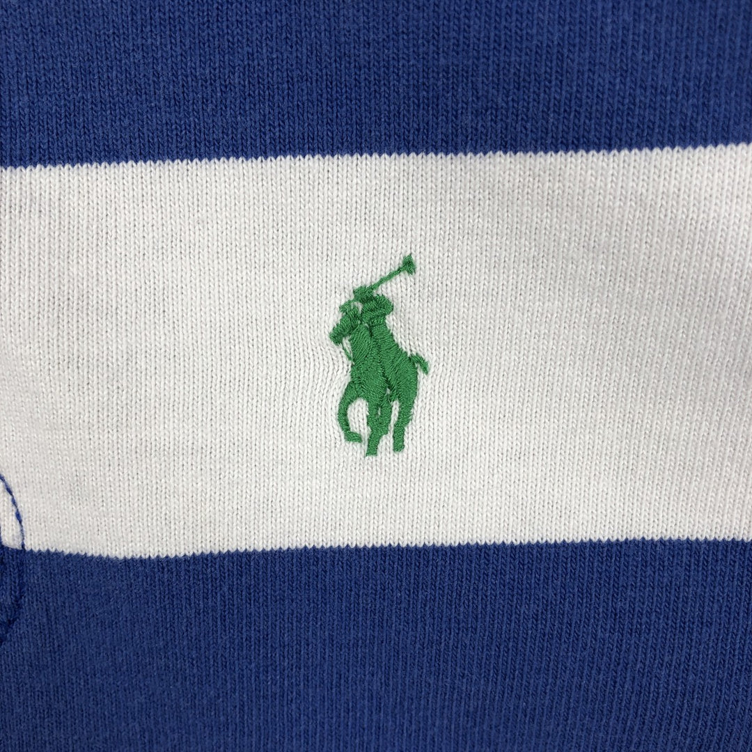 Ralph Lauren POLO by Ralph Lauren Custom Fit Striped Pattern Long Sleeve Rugby Shirt, Men's Size Small cotton blue type Vintage Second Hand