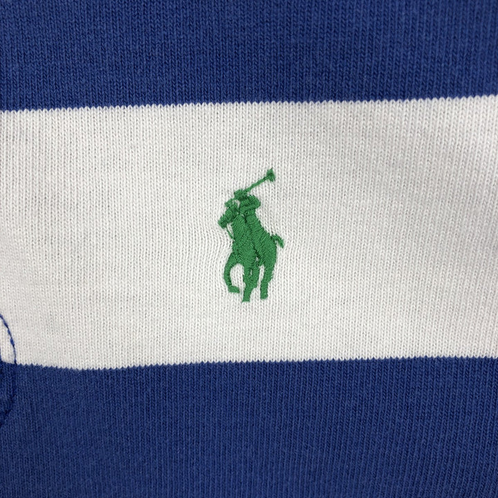 Ralph Lauren POLO by Ralph Lauren Custom Fit Striped Pattern Long Sleeve Rugby Shirt, Men's Size Small cotton blue type Vintage Second Hand