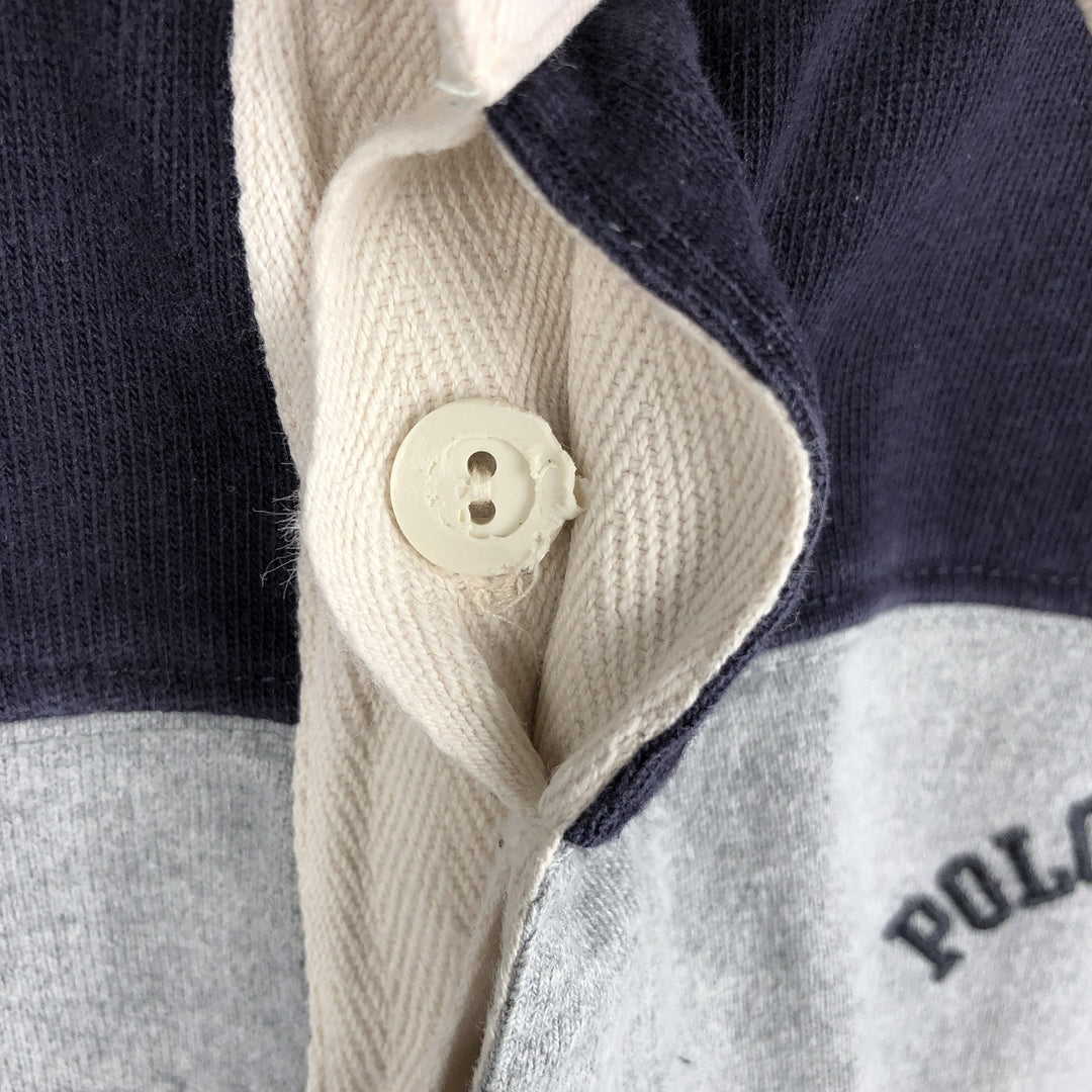 2000'S Ralph Lauren POLO JEANS COMPANY striped long-sleeved rugby shirt, men's size XL (approx.) cotton gray type Vintage Second Hand