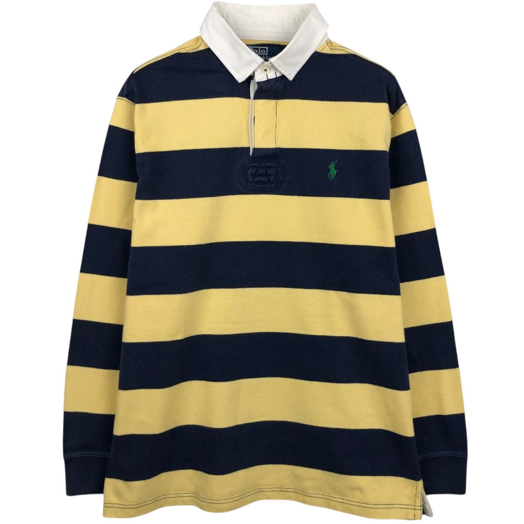 Ralph Lauren POLO by Ralph Lauren Striped Pattern Long Sleeve Rugby Shirt Men's Size L cotton yellow type Vintage Second Hand