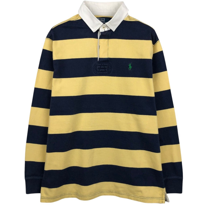Ralph Lauren POLO by Ralph Lauren Striped Pattern Long Sleeve Rugby Shirt Men's Size L cotton yellow type Vintage Second Hand