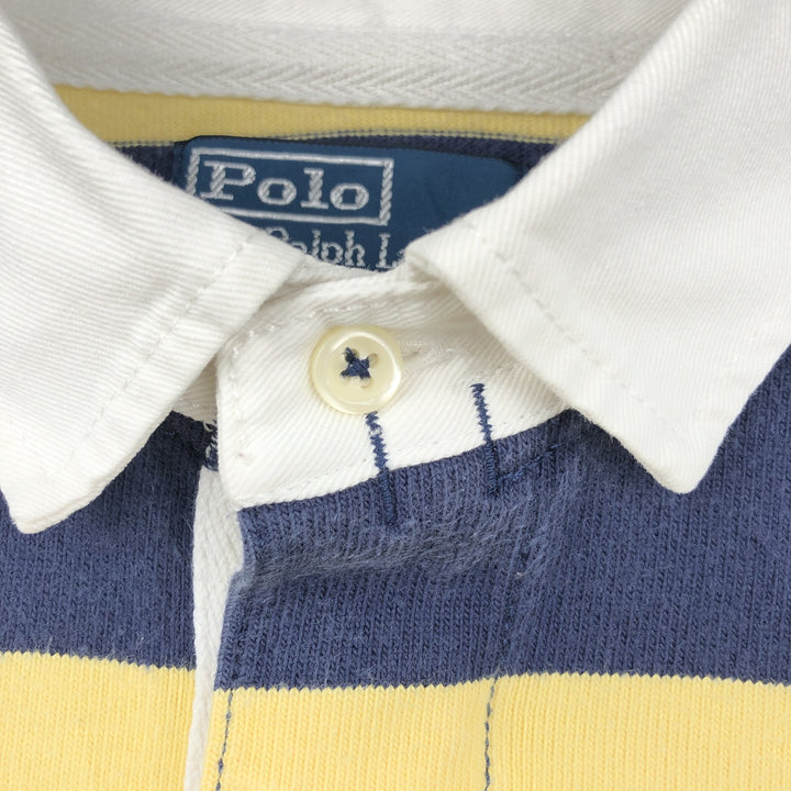 Ralph Lauren POLO by Ralph Lauren Striped Pattern Long Sleeve Rugby Shirt Men's Size L cotton yellow type Vintage Second Hand
