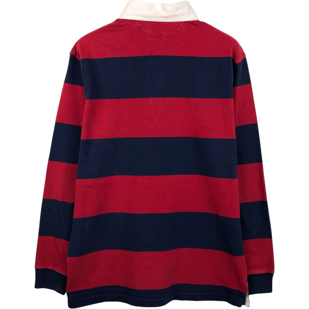 Ralph Lauren POLO RALPH LAUREN Striped Pattern Long Sleeve Rugby Shirt Men's M cotton red type Vintage Second Hand
