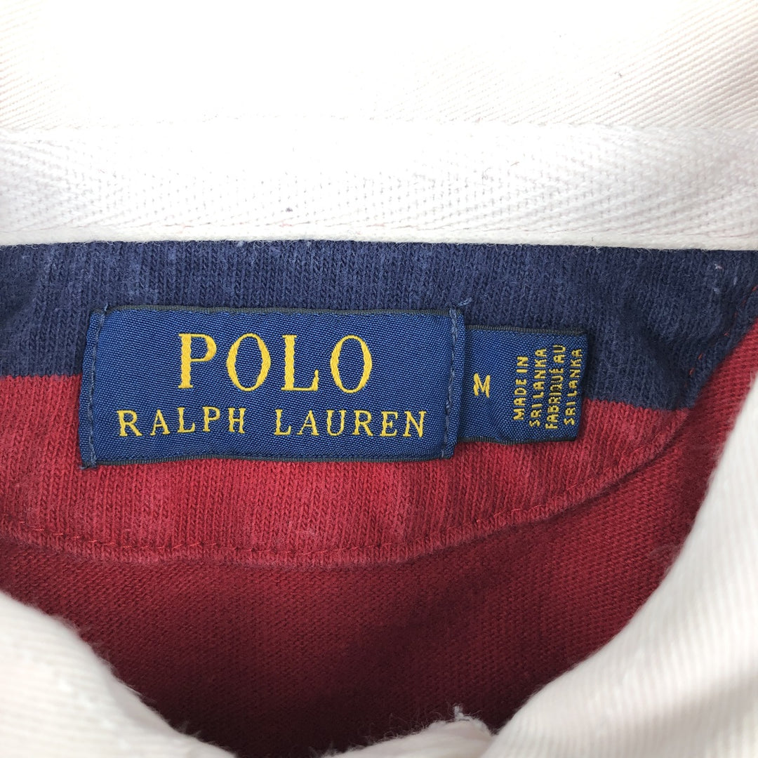 Ralph Lauren POLO RALPH LAUREN Striped Pattern Long Sleeve Rugby Shirt Men's M cotton red type Vintage Second Hand