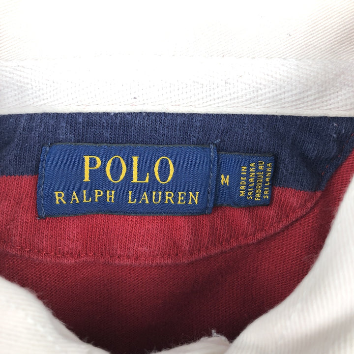 Ralph Lauren POLO RALPH LAUREN Striped Pattern Long Sleeve Rugby Shirt Men's M cotton red type Vintage Second Hand