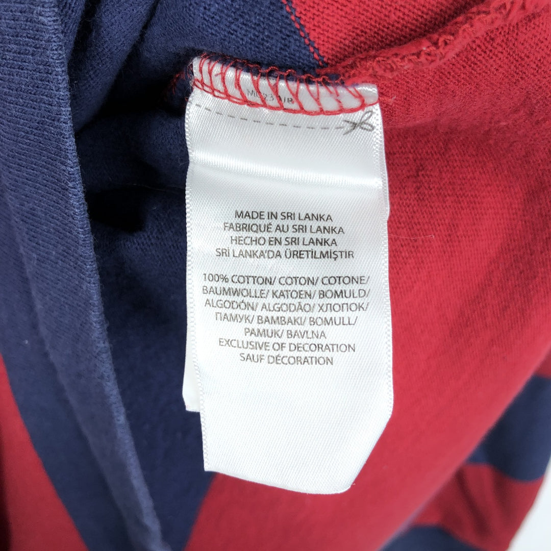 Ralph Lauren POLO RALPH LAUREN Striped Pattern Long Sleeve Rugby Shirt Men's M cotton red type Vintage Second Hand