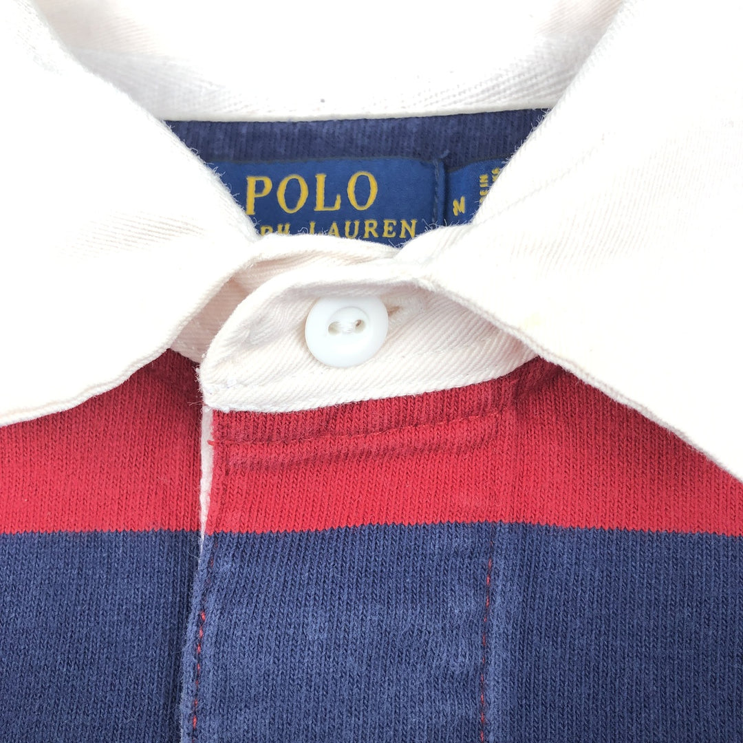 Ralph Lauren POLO RALPH LAUREN Striped Pattern Long Sleeve Rugby Shirt Men's M cotton red type Vintage Second Hand